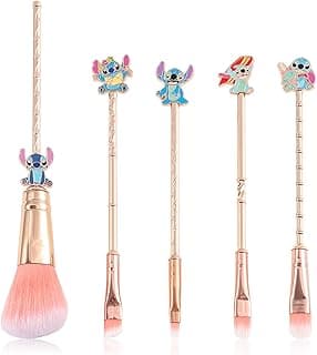 Stich Makeup Brushes Set, WeChip Anime Stich Make Up Brush Set, Stich Stuff for Girls Women（5pcs） image