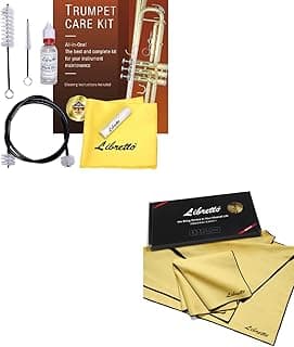 Libretto Trumpet (Cornet) ALL-INCLUSIVE Care Kit + Libretto Microfiber Polish Cloth for Musical Instrument, 3 Sizes in 1 Pack, Yellow image