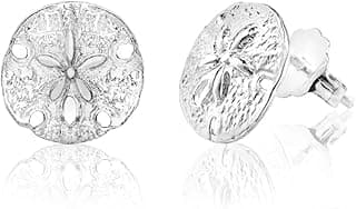 Honolulu Jewelry Company Sterling Silver Sand Dollar Beach Sea Star Stud Earrings image