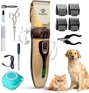 Dog Grooming Kit – Low Noise Cat & Dog Hair Trimmer with Pet Nail Cutter | Cordless Dog Clippers for Grooming Thick Coats with Bath Brush, & Shaver with Scissors for Dogs Cat Animal image