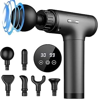 Massage Gun, Deep Tissue Massage Gun, Super Quiet Portable Electric Sport Massager, Handheld Mini Massage Gun Contains 6 Massage Gun Attachments (Gray) image
