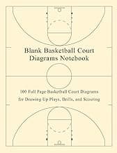 Blank Basketball Court Diagrams Notebook: 100 Full Page Basketball Court Diagrams for Drawing Up Plays, Drills, and Scouting