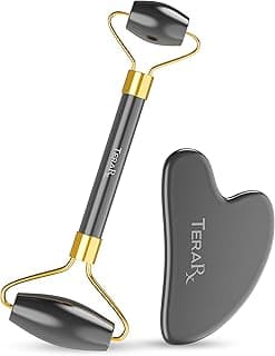 Terahertz Gua Sha & Facial Roller Set – 100% Authentic Terahertz Stone Face Roller to Reduce Puffiness, Improve Wrinkle Lines & Relieve Facial Tension – Perfect for Eye Massage and Relaxation image