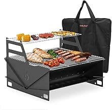 Onlyfire Portable Charcoal Grill, Outdoor Barbecue Camping Grill Tabletop BBQ Grill with Warming Rack and Handbag for Picnic, Hiking, Backyard and Cooking image