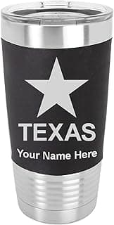 LaserGram 20oz Vacuum Insulated Tumbler Mug, Flag of Texas, Personalized Engraving Included (Silicone Grip, Black)