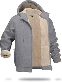 Boladeci Men's Sherpa Lined Hoodie Jacket Winter Warm Heavy Weight Zip Up Hooded Sweatshirt Thick Fleece Coats