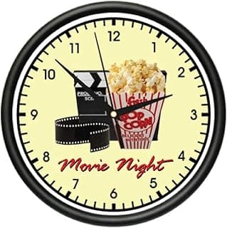 Movie Night Wall Clock Home Theater Theatre Decor Art image
