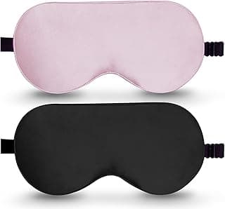 BeeVines Sleep Mask, 2 Pack 100% Real Natural Pure Silk Eye Masks with Adjustable Strap for Sleeping, Mulberry Silk Eye Sleep Shade Cover, Block Light Reduces Puffy Eyes Traveling Gifts image