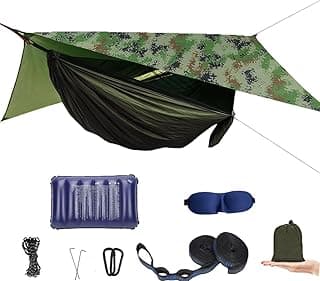 Camping Hammock with Mosquito Net and Rain Fly - Travel Hammock Bug Net - Hammock Tent for Outdoor Hiking Backpacking Travel Camping Accessories and Camping Gear… image