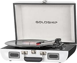 Portable Record Player with Bluetooth, 3-Speed Turntable, 1800mAh Rechargeable Battery, Headphone Jack, Aux & RCA Output – Vintage Suitcase Design for Vinyl Lovers