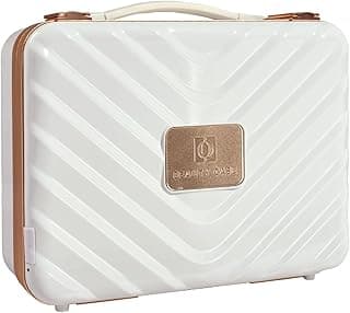 Napfox Makeup Case with LED Lighted Mirror Travel Makeup Train Case Cosmetic Organizer for Girls Makeup Artist, Makeup Tools, Hairstylist Travel White image