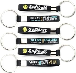 Softball Keychains | (12 Pack) Sports Inspirational Quotes | Flexible | Gifts For Your Team, Friends, Colleagues image