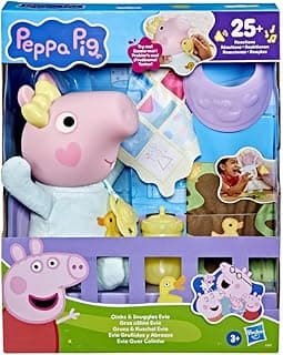 Peppa Pig Toys Oinks + Snuggles Baby Evie Interactive Baby Doll with Accessories, 20+ Sounds, 3+