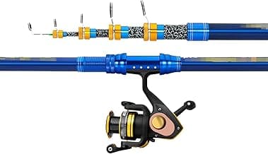 Reel and Fishing Rod Combo Adults Fishing Rod, Portable Telescopic Fishing Pole and Reel Combos Fishing Gear Set for Beginner Adults Saltwater Freshwater Fishing Rod image