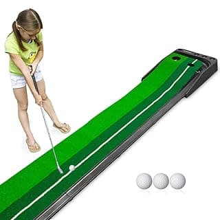 Golf Indoor Putting Green with Ball Return, LyncMed Professional Foldable Putting Mat Mini Golf Greens with 3 Balls 9.84 Feet 11.8" Suitable for Kid & Indoor Amusement image