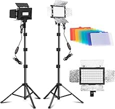 2 Pack LED Video Lighting Kit - 5600K Adjustable USB Studio Light with Barndoor, 9 Colors, for Photography, Streaming, YouTube, TikTok, Film, Recording Studio, Camera Photo Light