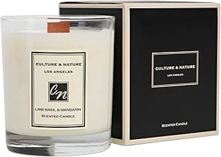 Lime Basil & Mandarin Scented Soy Candle (8oz), 100% Natural Soy Wax, Clean Long Burning Wooden Wick, Luxury Home Fragrance image