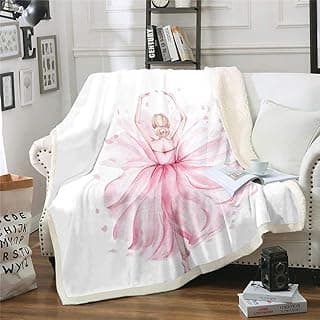 Homewish Ballet Throw Blanket Pink Ballerina Girl Pattern Bed Throws for Kids Girls Music Dance Theme Flannel Fleece Blanket for Couch Sofa Cozy Luxury Bed Blankets, Twin Size (60 x 80 Inches) image