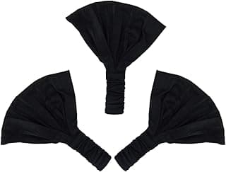 Motique Accessories Set of 3 Wide Cotton Head Band Solid Boho Yoga Style Soft Hairbands - Black image