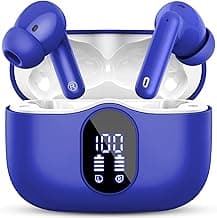 Wireless Earbuds Bluetooth 5.3 Headphones Bass Stereo Ear Buds with Noise Cancelling Mic LED Display in Ear Earphones IP7 Waterproof 36H Playtime for Laptop Pad Phones Sports Workout Blue image