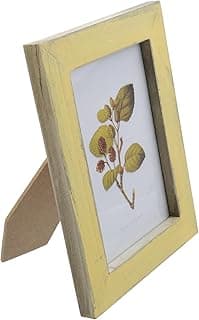 Semetall 4 x 6 Inches Picture Frames,Simple Rectangular Desktop Family Picture Photo Frame-Decorative Distressed Weathered Wooden Look,Light Yellow image