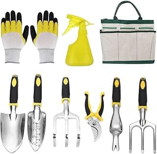 Gardening Tool Set 9 Piece Manual Gardening Kit Trowel Rake Shovel Fork Scissors Gloves Tool Kit image
