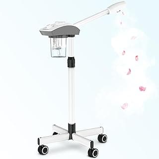 TASALON Professional Facial Steamer Machine on Wheels, Standing Esthetician Steamer with Hot Ozone Mist, Facial Be Used for Skin Rejuvenation, Steamer for Facial Used for Spa or Personal Care, White image