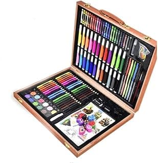 Art Supplies, 188-Piece Deluxe Wooden Art Set Crafts Kit with Oil Pastels, Colored Pencils, Watercolor Paint, Oil Paint, Creative Gift image