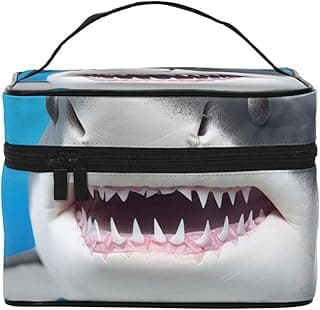 Shark Ocean Theme Portable Travel Portable Makeup Bag, Shark Ocean Theme Toiletries Bag, Cute Cosmetic Bags Unisex Daily Necessities Storage Bag image