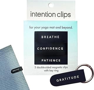 Intention Clips Yoga Mat Accessories Set of 3 Double Sided Magnetic Wellness Clips with Keyring for Mindfulness Mediation and Self Care image