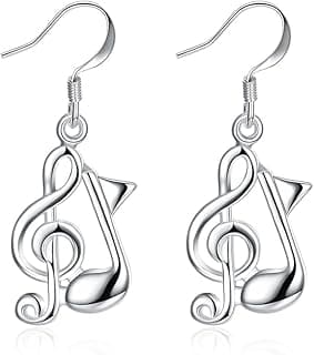Silver Plated Music Note Dangle Earrings Fashion Earrings Daily Wear image
