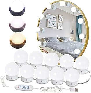 Led Vanity Mirror Lights,15Ft Vanity Lights for Makeup Dressing Mirror Lighting,10 Dimmable Bulbs,Adjustable Light Color & Brightness,USB Cable,Mirror not Included image