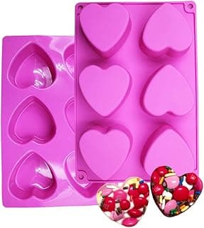 6 Holes Heart Shaped Silicone Mold For Chocolate Cake Jelly Pudding Handmade Soap Mould Candy Making Set of 2