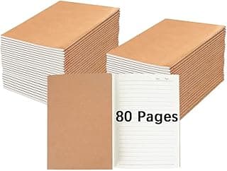 30 Pack Journal Notebook, Kraft Cover Lined Paper Journal for Traveler, Notes, Memo - Bulk Journals Sewn Brown Notebook, 80 Pages, 8.3'' x 5.5''