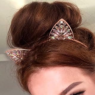 Crystal Cat Ears Headband Metal Ears Hair Band Bachelorette Party Kitten Play Cosplay Halloween Costume Women Gifts image