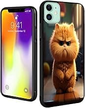 Phone Case Compatible with iPhone 11 Cute Funny Cat Designer Art Black Frame Shockproof and Slim Rubber TPU Material with Uniqe Design image