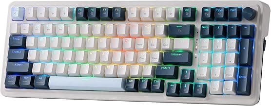 Redragon K686 PRO 98 Keys Wireless Gasket RGB Gaming Keyboard, 3-Mode Win/Mac Mechanical Keyboard w/5-Layer Noise Dampening, Dedicated Knob Control & Hot-Swap in Linear Red Switch, Blue Himmel Color image