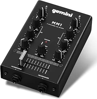 Gemini Portable 2-Channel DJ Mixer – Pocket-Sized Mini Audio Mixer with RCA, Mic & Headphone Jacks, Pro Crossfader & EQ – Compact Mixer for Beginners & Mobile DJs On-the-Go