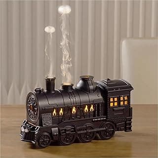 B&A Essential Oil Diffuser, 300ml Train Diffusers for Essential Oils Large Room,Aromatherapy Diffuser Cool Mist with 2 Light 2 Mist Mode Auto Shut-Off for Home Office Hotel, Black image