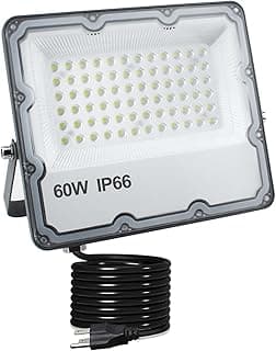 60W Led Outdoor Flood Light, Exterior Flood Lights, Plug in Flood Light, for Yard, Playground, Stadium, Lawn,Garden, Garages,Basketball Court