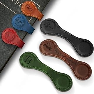 Personalized Leather Magnetic Bookmark - Custom Magnetic Bookmark Clip for Men&Women - Personalized Magnetic Leather Bookmark with Initials&Icons - Gift for Book Lover, Mother,Friend, Birthday image