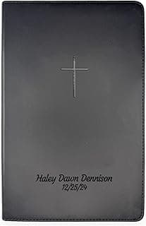 Personalized NLT Bible New Living Translation Faux Leather Holy Bible with Custom Name Up to 3 Rows of Text with Red-Highlighted Verses, Custom Gift for Religious Celebrations | Black image