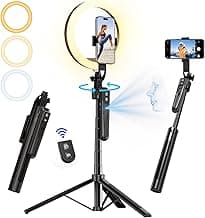 70.9" Auto Face Tracking Tripod 360° Rotation with 10" Ring Light, Phone Tripod & Selfie Stick with Remote for Cell Phone 4"-7", Motion Sensor Phone Tripod for Tiktok Live Stream Vlog Video Recording image