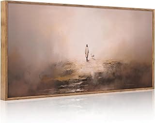 Jesus Christian Framed Wall Art(40"x20"), Abstract Jesus Leaves The 99 Parable of The Lost Sheep Canvas Artwork, Large Neutral Watercolor Inspiring Good Shepherd Decor for Church Room Christian Faith Gift