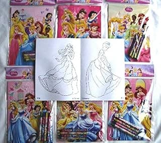 Coloring Book 12 Sets of Disney Princesses and Crayon Set Children Party Favors Bag Filler image