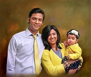 Art Factory Custom Portrait Painting - Oil Painting (Family - Three Figure) Hand Painted Portrait Painting - Photo to Painting … image