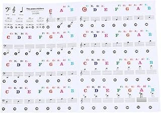 Piano Keyboard Stickers, Colourful Stickers with Large Bold Letters for Piano, Removable Double Range Display for Children Learning Piano. image