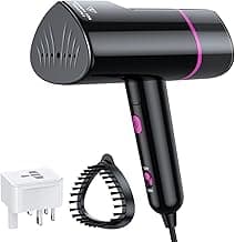 Dual Voltage Travel Steamer-120V/240V Handheld Steamer for clothes, 2000W Horizontal & Vertical Steaming, 20s Heat-up, Foldable,140ml Garment Wrinkle Remover Brush image