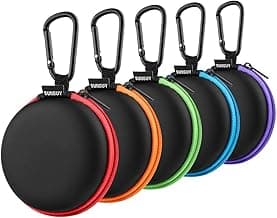 SUNGUY [5-Pack] Earphone Carry Case, Small Round Pocket Earbud Travel Carrying Case with Zipper for Smartphone Earphone, Wireless Headset, USB Cable, SD Cards Storage Bags, Masks and More image