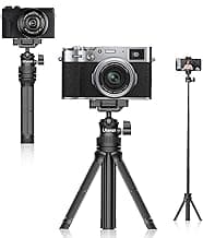 Ulanzi MT-34 Extendable Pole Tripod Mini Tabletop Tripod Selfie Stick with 2 in 1 Phone Clamp, Travel Tripod for Phone 12 Canon G7X Mark III Sony ZV-1 RX100 VII A6600 Vloging Filmmaking Live Streaming image